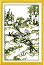 Nostalgic Landscape Scenic Cross Stitch Kit Wholesale 11CT Printed Cotton Embroidery DIY Handmade Needlework Wall Home Decor 2024 - buy cheap