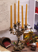 Candelabros com suporte de velas, candelabros com 4 braços em ferro fundido, vintage, decoração de mesa, casamento, natal, 5 lâmpadas 2024 - compre barato