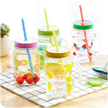 Originality Glass Mason Jar Cup Water Bottle Cup Juice Drink Transparent Glass Cup Office Outdoor Bedroom Drink Straw Cup 2024 - buy cheap
