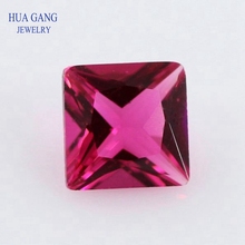 5 # rosa cor vermelha forma quadrada princesa corte solto contas de vidro pedras preciosas sintéticas para jóias tamanho 3x3 12 12x12mm frete grátis 2024 - compre barato