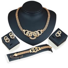 FORSEVEN Wedding Bridal Jewellery Sets African Jewelry Set Dubai Round Bracelets Earring Necklace Ring Set For Women BH 2024 - buy cheap