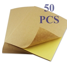 50 листов, коричневые наклейки из крафт-бумаги A4, самоклеящиеся этикетки для струйной печати лазером А4 2024 - купить недорого