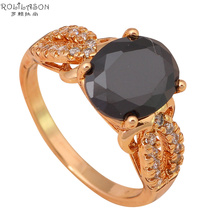 Popular vintage Black Onyx  Gold Tone Fashion Jewelry Nickel & Lead Free K Plating Crystal Rings USA Size #6.5 #5.5 JR1886 2024 - buy cheap