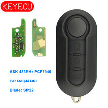 Keyecu chave remota ask 433mhz pcf7946, para fiat 500 doblo punto florino 2007-2017-d * elphi bsi 2024 - compre barato