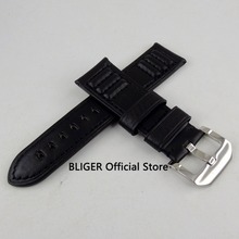 Fashion 24mm Black Genuine Leather Watch Strap Fit For 44mm 47mm Men's Watch ST1 2024 - buy cheap