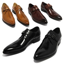 Zapatos de vestir de oficina para hombre, calzado de piel auténtica con punta en pico, Color café profundo, amarillo oscuro y negro, para boda 2024 - compra barato