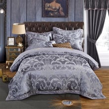 Luxury Silk Cotton Jacquard Grey Artistic Style Bedding set Silky Smooth Duvet Cover Bed Sheet Pillowcases Queen King Size 4pcs 2024 - buy cheap