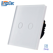 2gang 2way white crystal toughened glass panel touch switch,sensor light switch 2024 - buy cheap