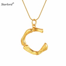 Bamboo Initial Letter C Necklace Gold 26 Alphabet Jewelry Personalized Gift Statement Big Letter Charm For Women/Men P9076 2024 - buy cheap