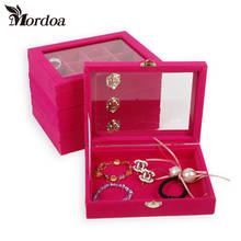 Mordoa Small Bracelet Jewelry Box with Glass Cover Pendant Receive a Case Necklace Box Lock Set Jewelry Display Tray 2024 - buy cheap