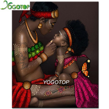 Yogotop bordado de diamantes para mães e bebês 5d faça você mesmo pintura de diamante completo quadrado/redondo mosaico presente africano yy333 2024 - compre barato