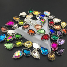 Más colores, 10x14mm, 13x18mm, cristal en forma de lágrima, piedra de fantasía con gotita, garra de encaje, 4 agujeros, ajustes para la fabricación de joyas 2024 - compra barato
