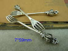 30 pcs Crown Fork Charms Cutlery Charm Antique Silver Tone Cute Craft Zipper Pull 7*59mm - Free Shipping 2024 - buy cheap