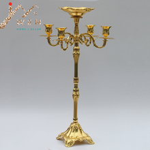 Золотистый металлический канделябр высотой 65 см, подсвечник с 5 ручками, свадебный подсвечник с цветочной чашей 2024 - купить недорого