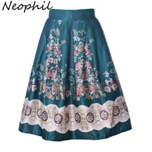 Neophil 2021 Boho Ethnic Flower Floral Print High Waist Pleated Midi Ball Gown Skirts Womens Black 50s Vintage Tutu Saias S0903 2024 - buy cheap