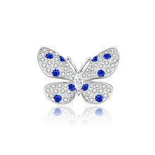 Mytys Pave Setting Cubic Zircon Blue Spots Butterfly Brooch Wedding Party Lapel Pin Mothers' days Gift  Clothing Jewelry X344 2024 - buy cheap
