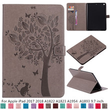 Funda con soporte y bolígrafo para tableta, carcasa con patrón de árbol de gato, para iPad 9,7, 2017, 2018, 5ª y 6ª generación, A1822, A1954, A1893 2024 - compra barato