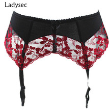 Ladysec 4XL Garters Embroidery Garter Belt Female Suspender Belt for Stocking Women Sexy Lingerie Red Flowers Underwear S085 2024 - buy cheap