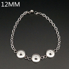 Fashion Charming Stainless steel chain 3buttons metal Snap bracelet 20cm fit 12MM snap buttons jewelry wholesale SG0063 2024 - buy cheap