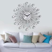 New Mirror Sun Silver Wall Clocks Modern Design Metal Home Decor DI Y Crystal Quartz Clock Art Watch Free Shipping 2024 - buy cheap