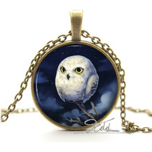 Antique Owl Pendant Vintage Bronze Necklace - Antique Style Cute Baby Bird Art Glass Photo Pendant Charm pendant Necklaces owl 2024 - buy cheap