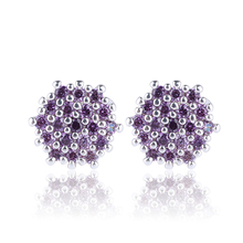 Womens Hexagon Shape Studs Sterling 925 Silver Earrings Jewelry Cubic Zirconia Fashion Ear Decoration E013 2024 - buy cheap