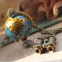 ZRM Hot wholesale 20pcs/lot vintage charm globe telescope necklace women jewelry promotion,original factory supply 2024 - buy cheap