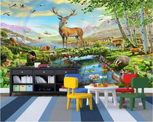 Beibehand-papel de parede foto personalizado, fashion, bela, verde, urbana, hillside, cervo, rio, quarto de criança, fundo de parede 2024 - compre barato