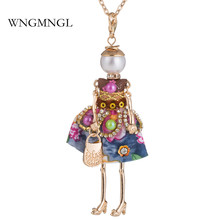 WNGMNGL 2018 новый дизайн Очаровательное платье с вышивкой Сумка милая кукла кулон Длинная цепочка ожерелье для женщин модные ювелирные изделия подарок 2024 - купить недорого