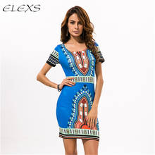 ELEXS Summer Ethnic Printed Tight Dress Boho Bohemian Beach Dress Women Sexy Slim Ladies Dress E8461 2024 - buy cheap
