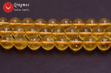 Qingmos Natural 10mm Round Yellow Crystal Beads for Jewelry Making Necklace Bracelet with Gem Stone Loose Beads Strand 15''-l730 2024 - buy cheap