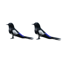 2pc Artificial Black Magpie Bird Realistic Taxidermy Home Garden Decor 15cm 2024 - buy cheap