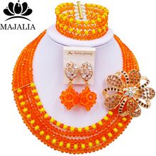 Majalia Fashion Classic Nigeria Wedding African Beads Jewelry Set Orange Crystal necklace Bridal Jewelry Sets 5ST0044 2024 - buy cheap