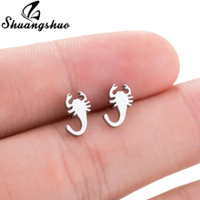 Shuangshuo brincos stud de escorpião para mulheres, brincos de animais estilosos para mulheres, joias de aço inoxidável para festa 2024 - compre barato