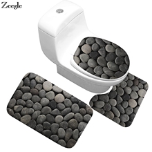 Zeegle-conjunto de tapetes de banheiro antiderrapante, 3 peças, tapete, banheiro, pedra, padrão, toliet, banheiro 2024 - compre barato