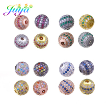 Juya 5 pçs/lote atacado diy contas de bola artesanal cristais coloridos 10mm contas de disco metal para mulheres beadwork jóias fazendo 2024 - compre barato
