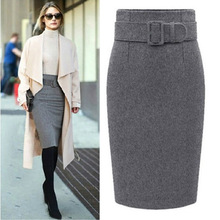 new fashion autumn winter 2018 cotton plus size high waist saias femininas casual Woolen midi pencil skirt women skirts female 2024 - buy cheap