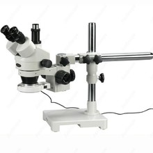 Stereo Microscope-AmScope Supplies 7X-45X Boom Stand Trinocular Zoom Stereo Microscope + 54 LED Light 2024 - buy cheap