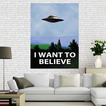 Custom canvas poster Art I Want To Believe painting Big Size poster cloth fabric wall poster print Silk Fabric Print 2024 - buy cheap