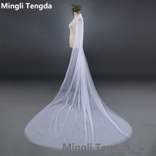 Mingli Tengda Cathedral Wedding Veil 3 M Long Bridal Veil with Comb Wedding Veils Two-Layer Cut Edge Bride Wedding Accessories 2024 - buy cheap