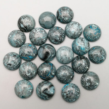 Wholesale natural blue onyx stone bead charms 14mm round CAB CABOCHON no hole 50pcs Single arc jewelry accsories free shipping 2024 - buy cheap