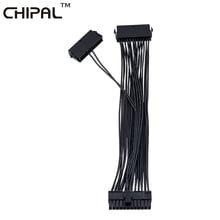 CHIPAL 10pcs 30CM Dual PSU Adapter Converter ATX 24Pin Male to Female Power Supply Sync Starter Extender Cable Cord 2024 - buy cheap