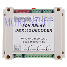 3CH dmx512 relay Controller,3CH RELAY OUTPUT DMX512 relay decoder,WS-DMX-RELAY-3CH-220 AC1110-220V input Plastic housing 2024 - buy cheap