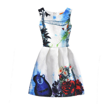 New 2016,Printed flower dress ,Summer dress,kids dresses for girls,kids girl clothes,For 7-14Y clothes 2024 - buy cheap