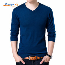 Covrlge Mens Sweaters 2019 Autumn Winter New Sweater Men V Neck Solid Slim Fit Men Pullovers Fashion Male Polo Sweater MZM004 2024 - buy cheap