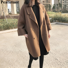 Winter Coat For Women 2020 New Fashion Wool Blends Loose Long Sleeve Turn-Down Collar Outwear Tops Casual Elegant Overcoat 2024 - buy cheap