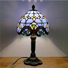 WOERFU Diffany настольная лампа 20 см с основанием из смолы E27 спальня прикроватная лампа Модные Ретро настольные лампы 2024 - купить недорого