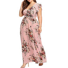 Dress Women Plus Size 5XL Chiffon Beach Long Dress Plus Size Summer V Neck Floral Print Boho Sleeveless Party Maxi Dresses9 L3 2024 - buy cheap