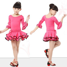 Girl Practice Latin Dancing Dress Performance Red Blue Yellow Fashion Skirt Competition Clothes Girls Party Practice Latin Dress 2024 - buy cheap