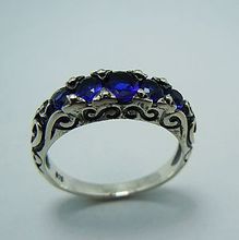 Custom processing wholesale and retail jewelry engraving sapphire ancient silver ring 2024 - buy cheap